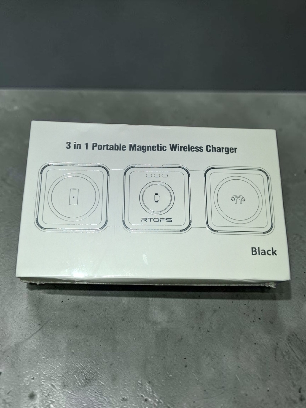 3-in-1 Portable Magnetic Wireless Charger - Black
